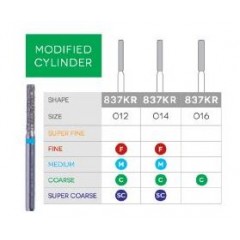 3D Dental Modified Cylinder Diamond, Bur Fine, 837KR-012F 10/Pk